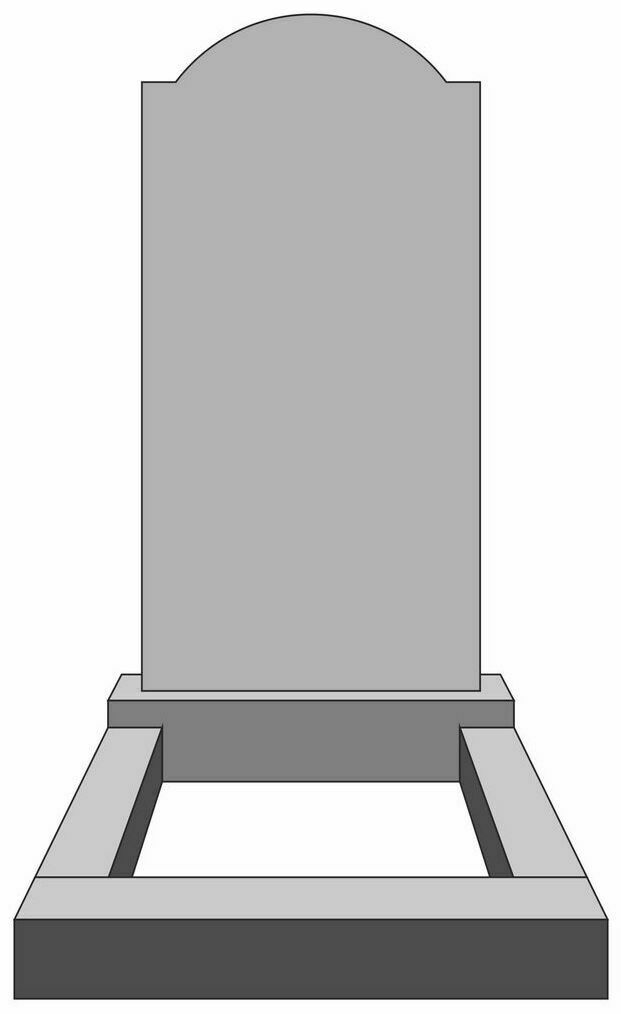 Стандартный вертикальный памятник с скруглением и плечиками.