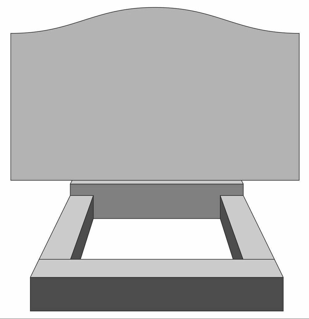 Стандартный горизонтальный памятник с волной и фацетом.