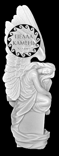 Скульптура ангела с большими крыльями (белый мрамор)